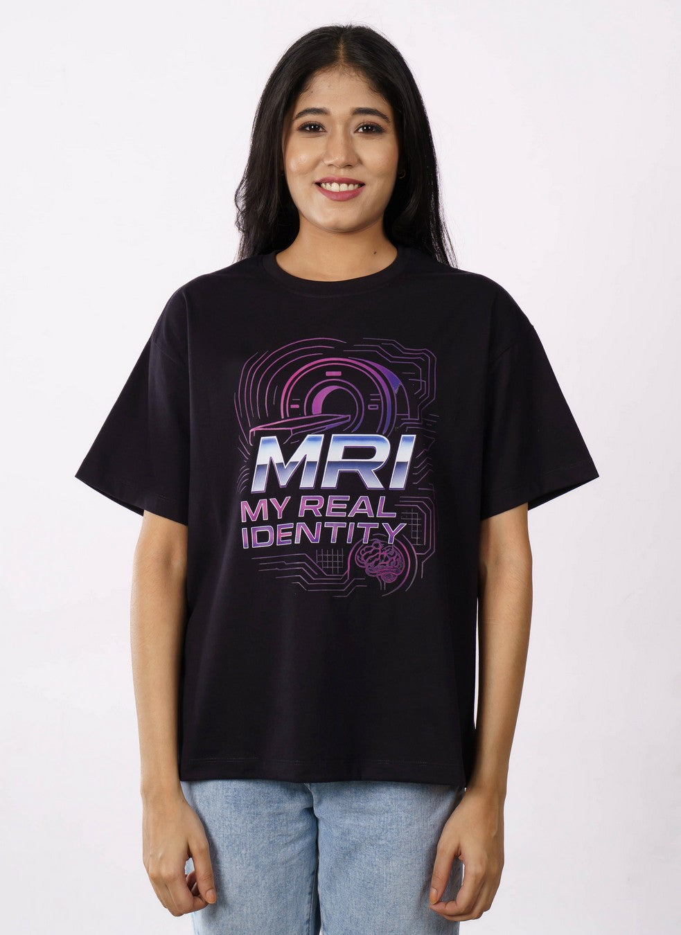 Radiologist My Real Identity Oversized Printed T Shirts For Women 3