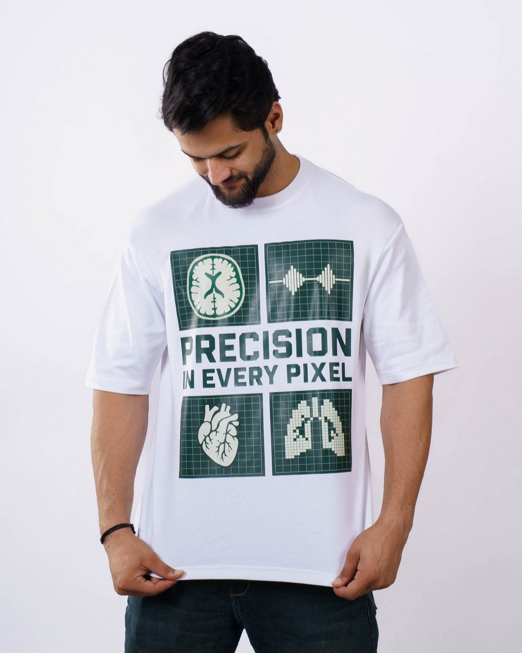 Radiologist Precision In Pixel Oversized Printed Tshirts For Men 2