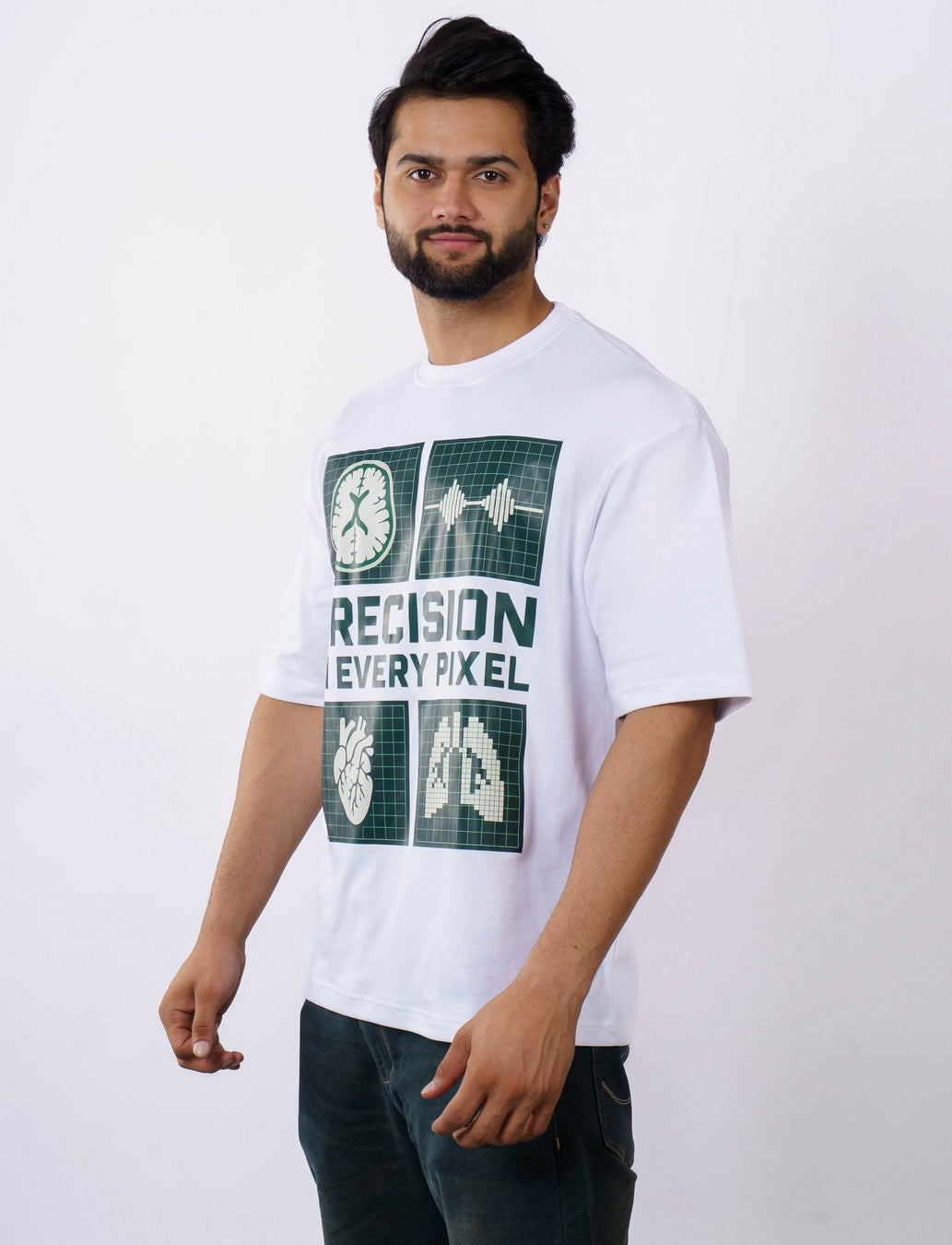 Radiologist Precision In Pixel Oversized Printed Tshirts For Men 5