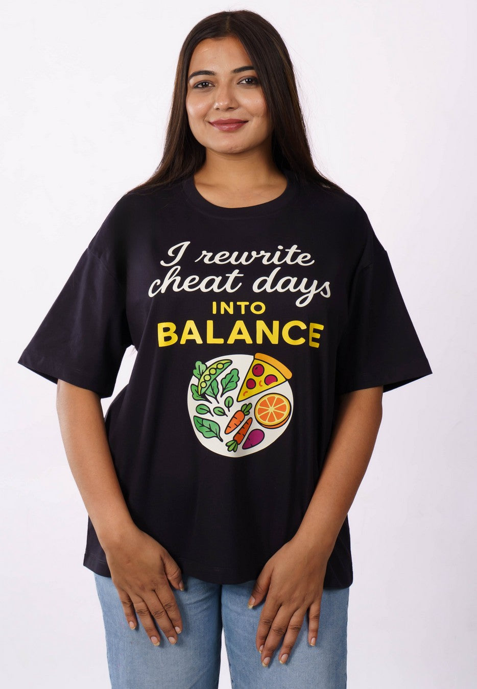 Rewrite Cheat Days Dietician Oversized Tshirt For Women 3