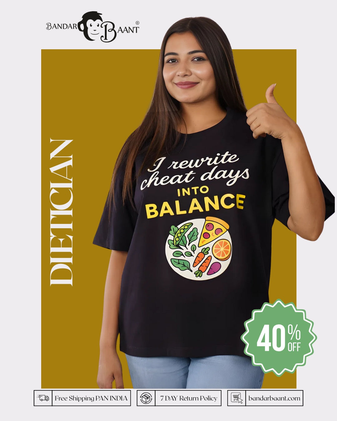 Rewrite Cheat Days Dietician Oversized Tshirt For Women 6