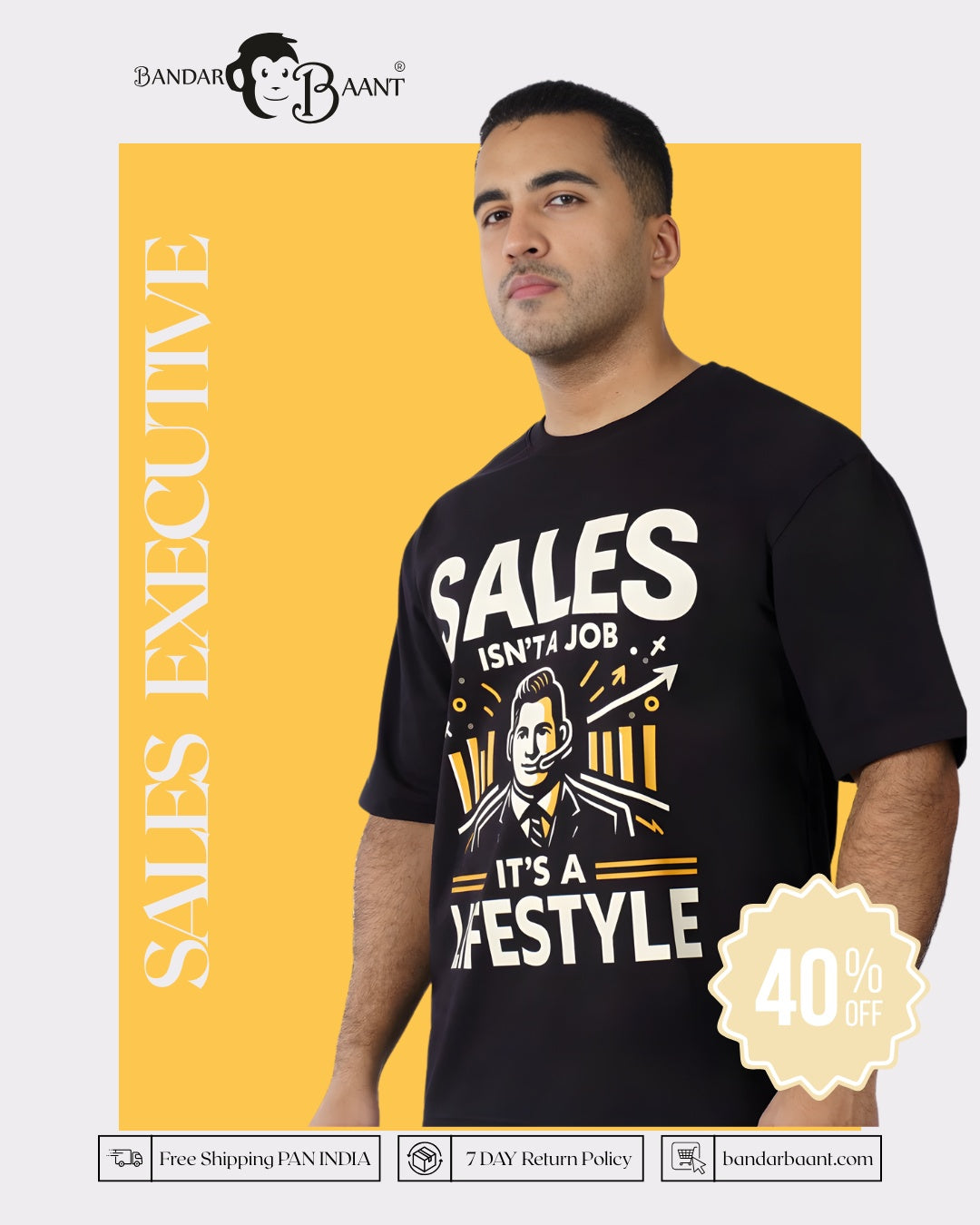 Sales Executive Lifestyle Oversized Tshirt For Men 6