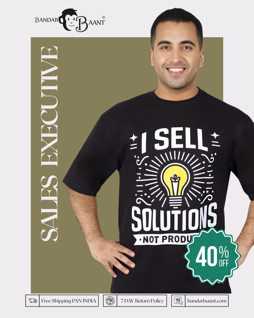 Sales Executive Oversized Fit Tshirt For Men 6 By Bandar Baant