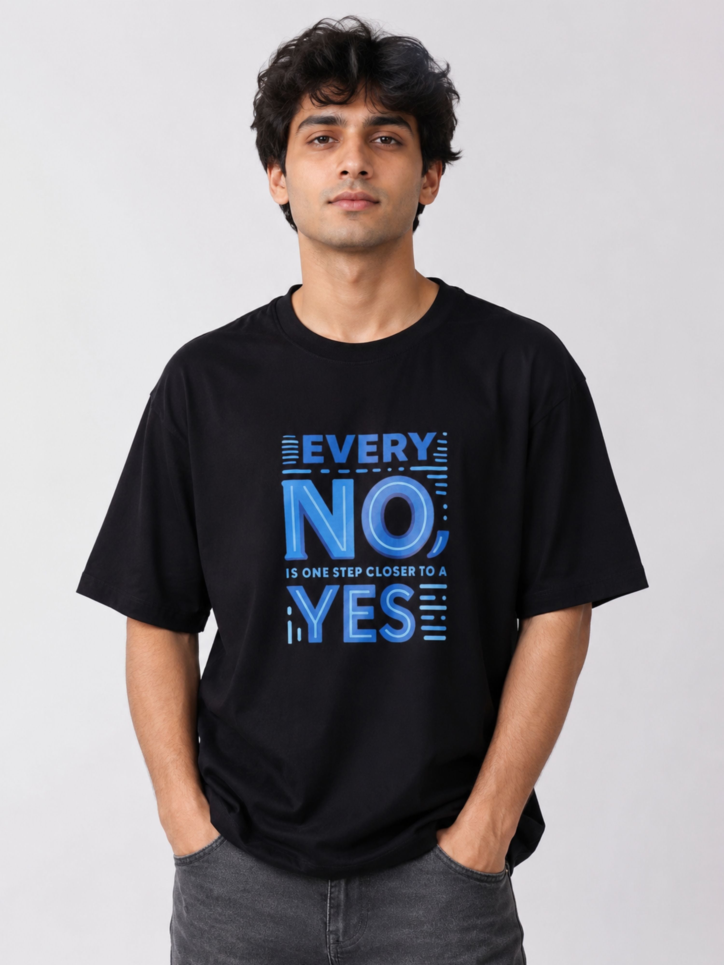 Sales Executive Oversized T-shirt For Men in black with blue text design by Bandar Baant Collections