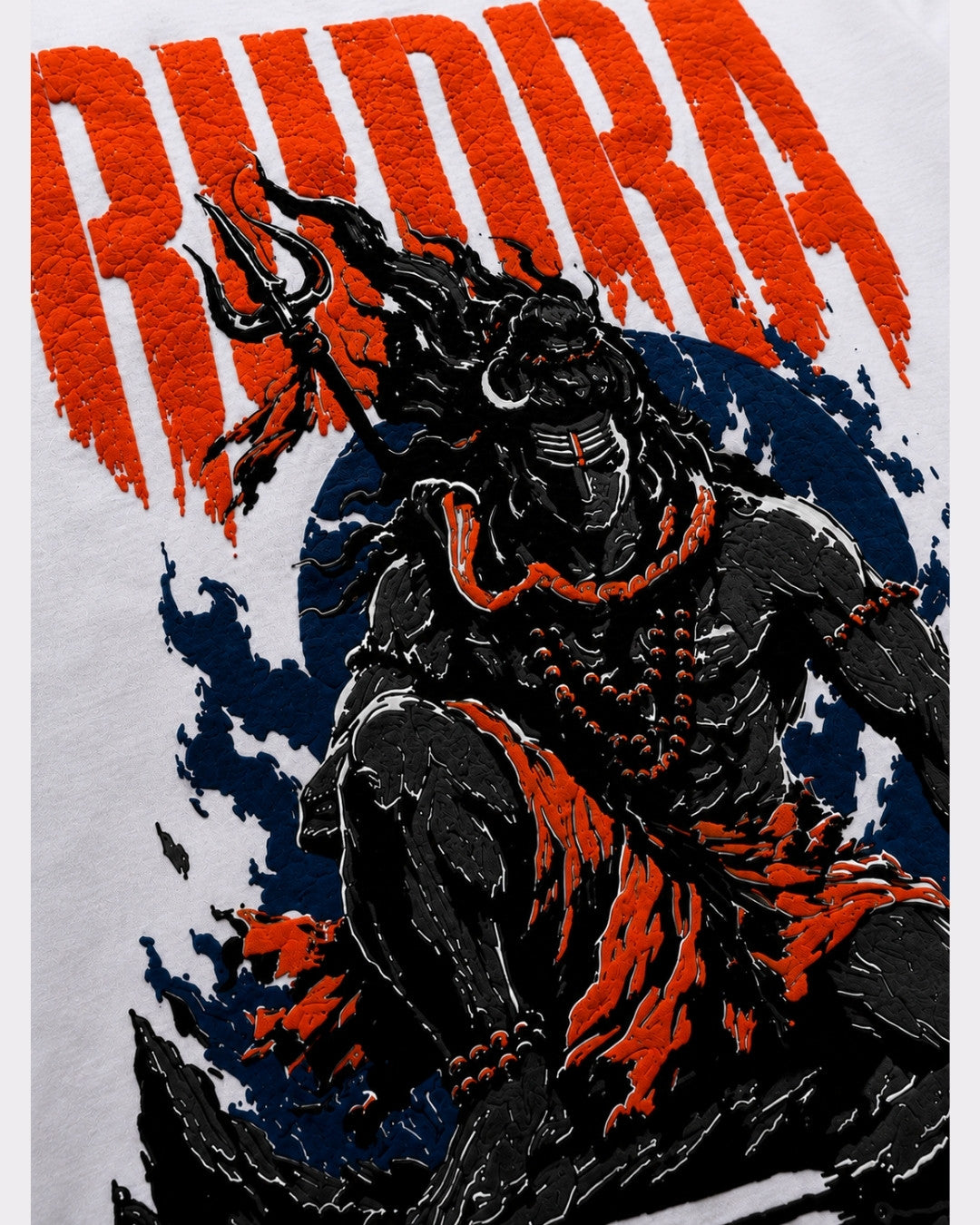 Sanatan Dharma OM NAMAH SHIVAY T-shirt For Men oversized fit with bold Rudra graphic in black and orange