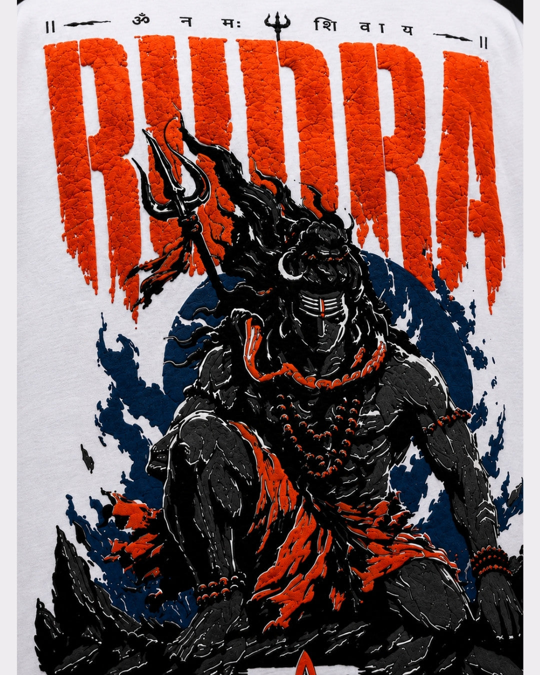Oversized fit Sanatan Dharma OM NAMAH SHIVAY T-shirt For Men with vibrant Rudra graphic and trident design