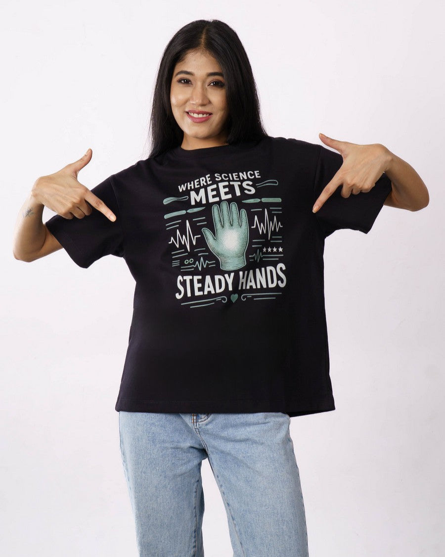 Science Meets Surgeon Oversized Graphic Tshirt For Women 1