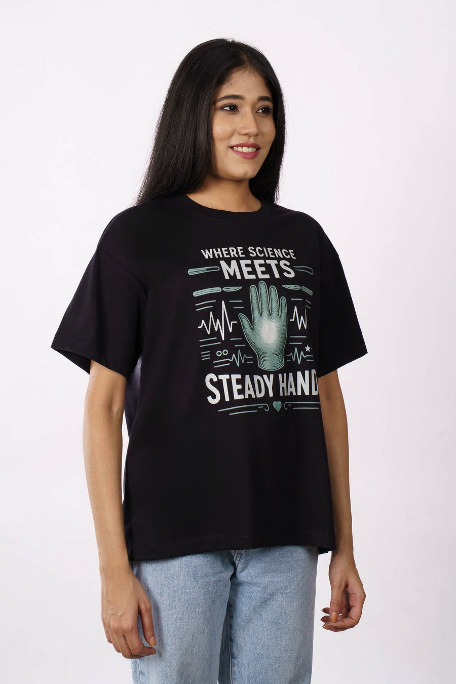 Science Meets Surgeon Oversized Graphic Tshirt For Women 4