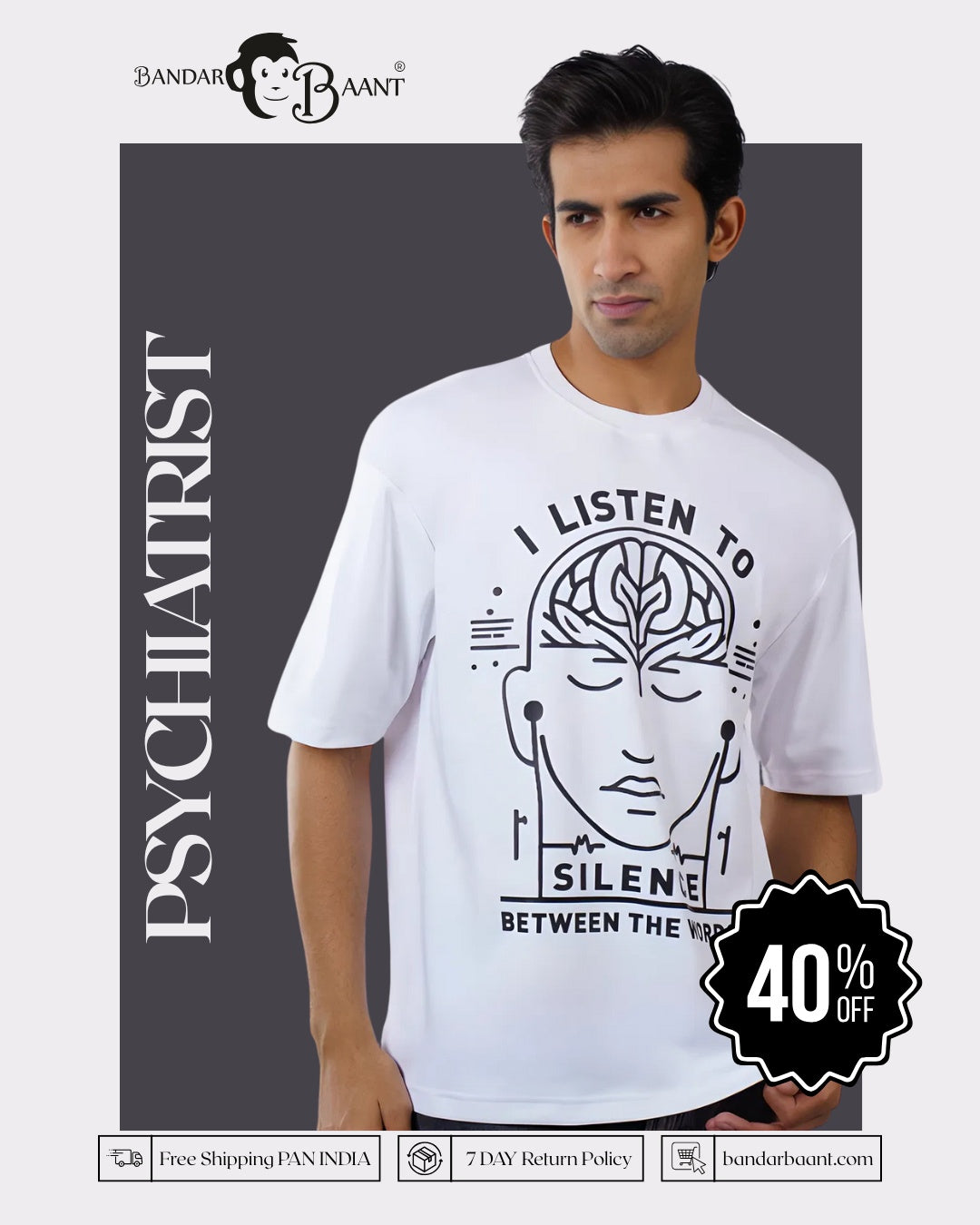 Silence Between Psychiatrist Oversized Tshirt For Men 7