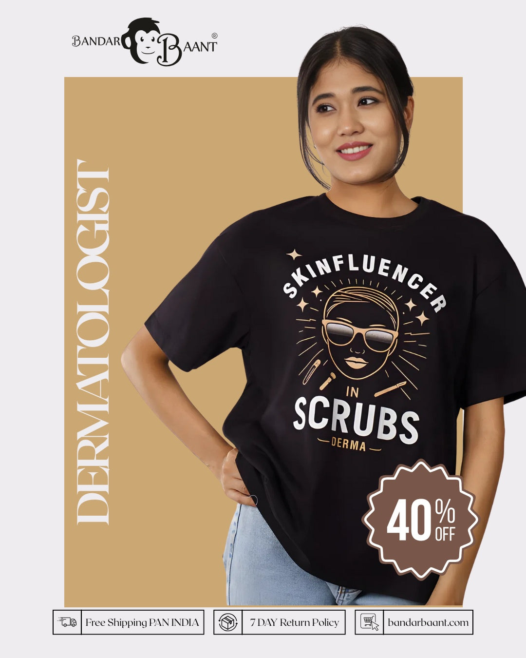 Skinfluencer Dermatologist Oversized Printed Tshirt For Women 6