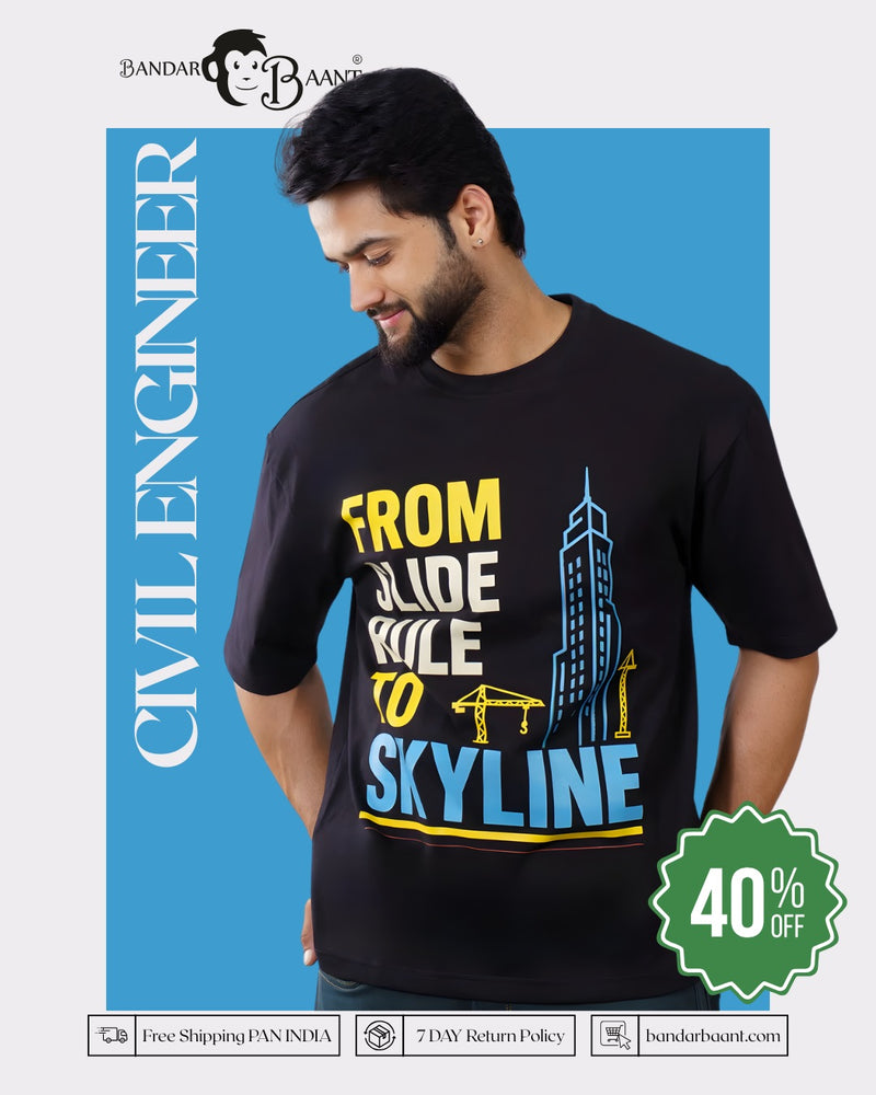 Skyline  Civil Engineer Oversized Qoute Tshirt For Men 6