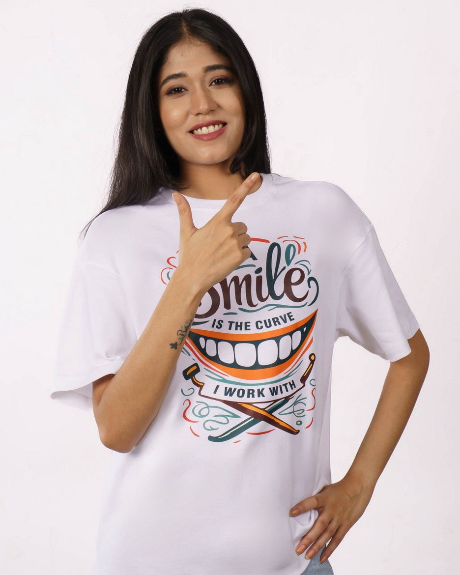 Smile The Curve Dentist Oversized T-shirt For Women 1