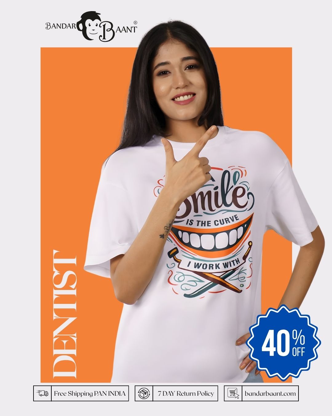 Smile The Curve Dentist Oversized T-shirt For Women 6