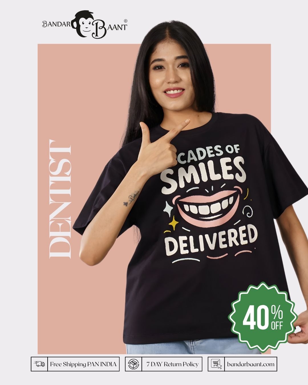 Smiles Delivered Dentist Oversized T-shirt For Women 6