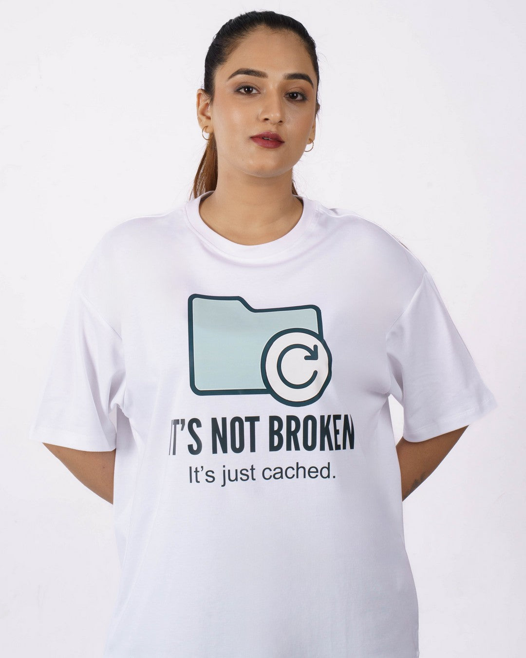 Software Engineer Cached Oversized Printed T-Shirt For Women 3