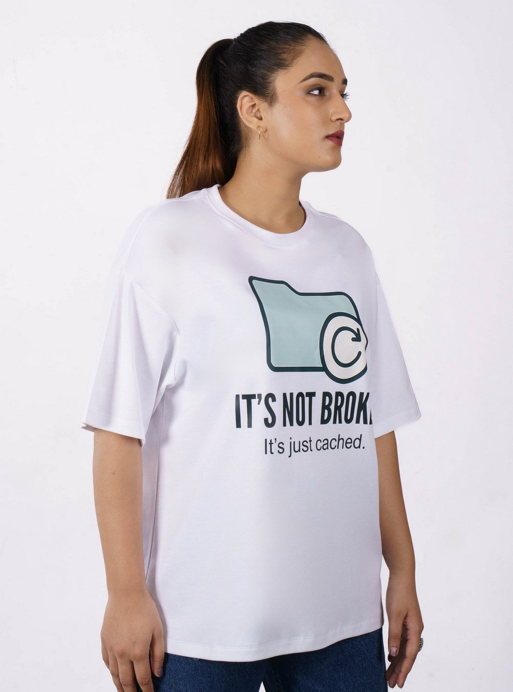 Software Engineer Cached Oversized Printed T-Shirt For Women 5