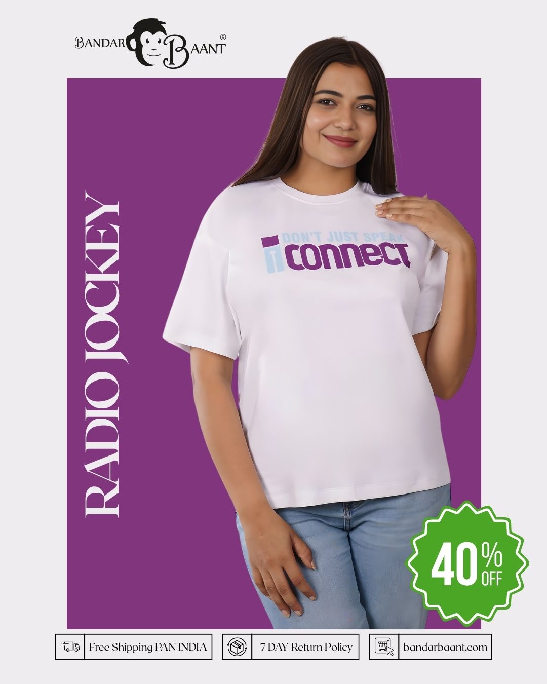 Speak Connect Radio Jockey Oversized Tshirt For Women 6