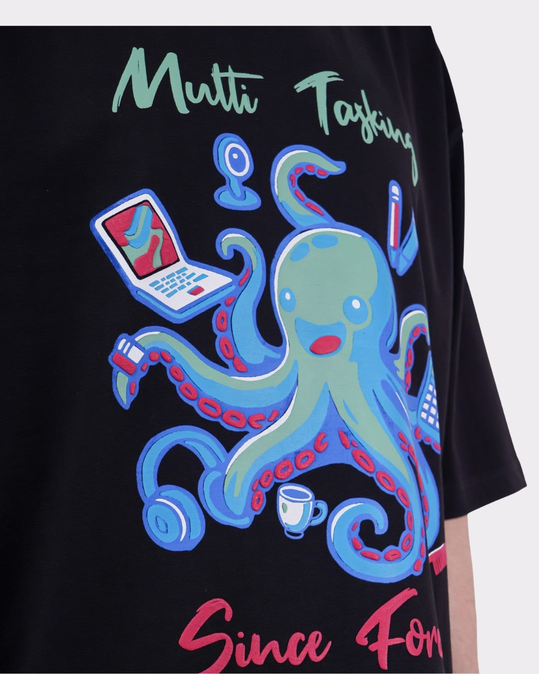 Multitasking Since Forever Octopus Animal Archetype Oversized T-Shirt For Men with colorful octopus graphic