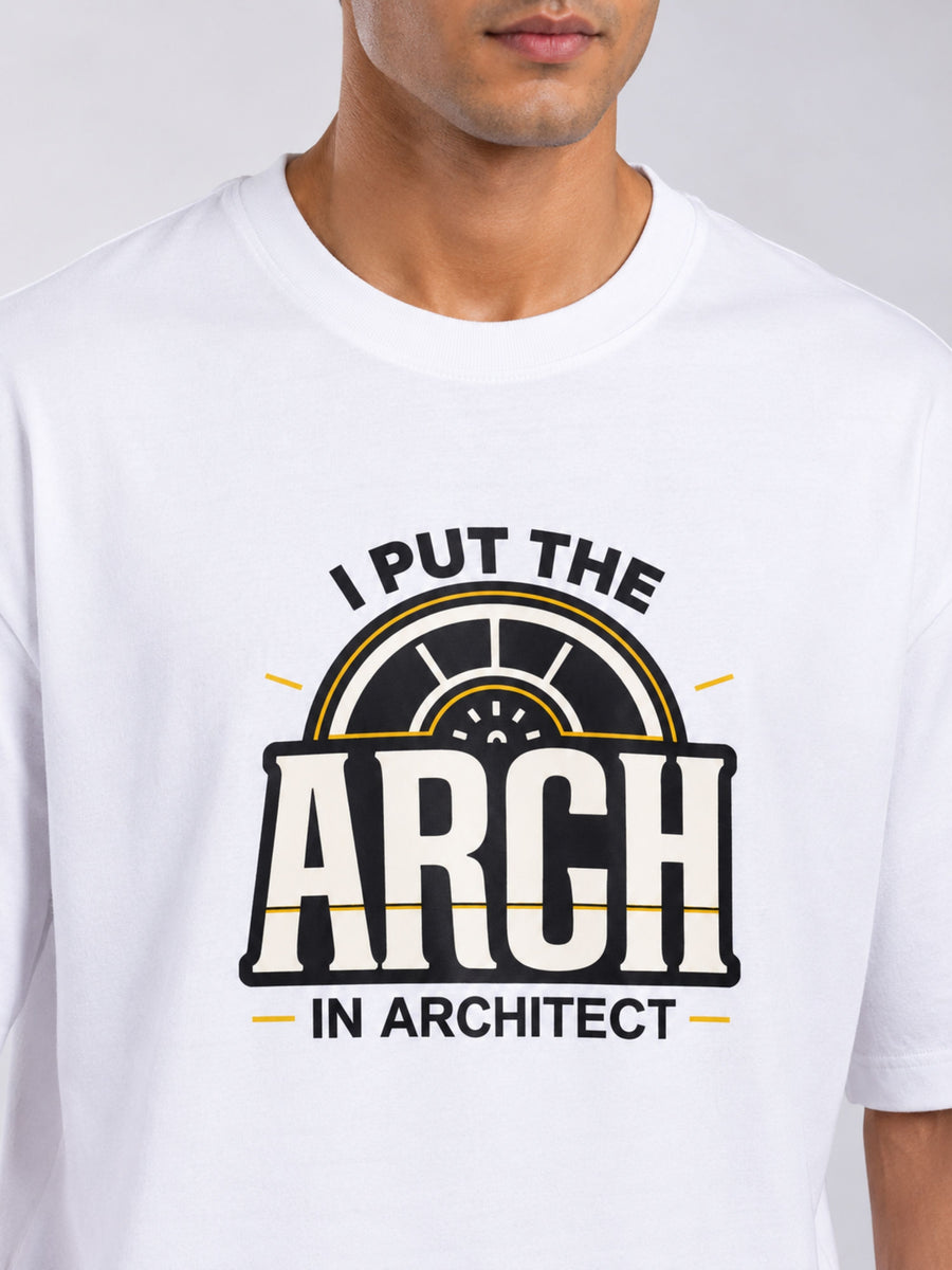 Architect Quote Tshirt For Men oversized fit in black with sales lifestyle graphic worn by man with sunglasses