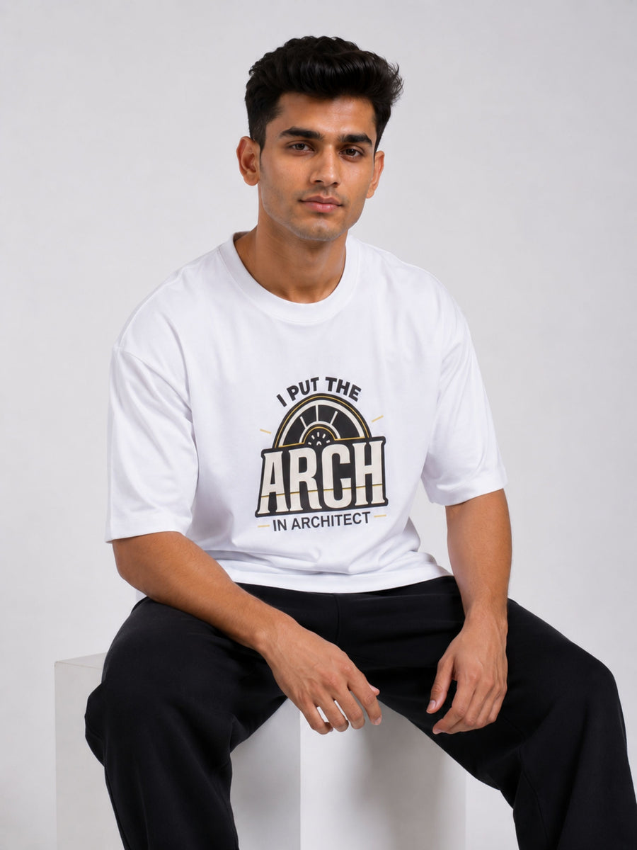 Black oversized fit Architect Quote Tshirt For Men with sales lifestyle graphic print