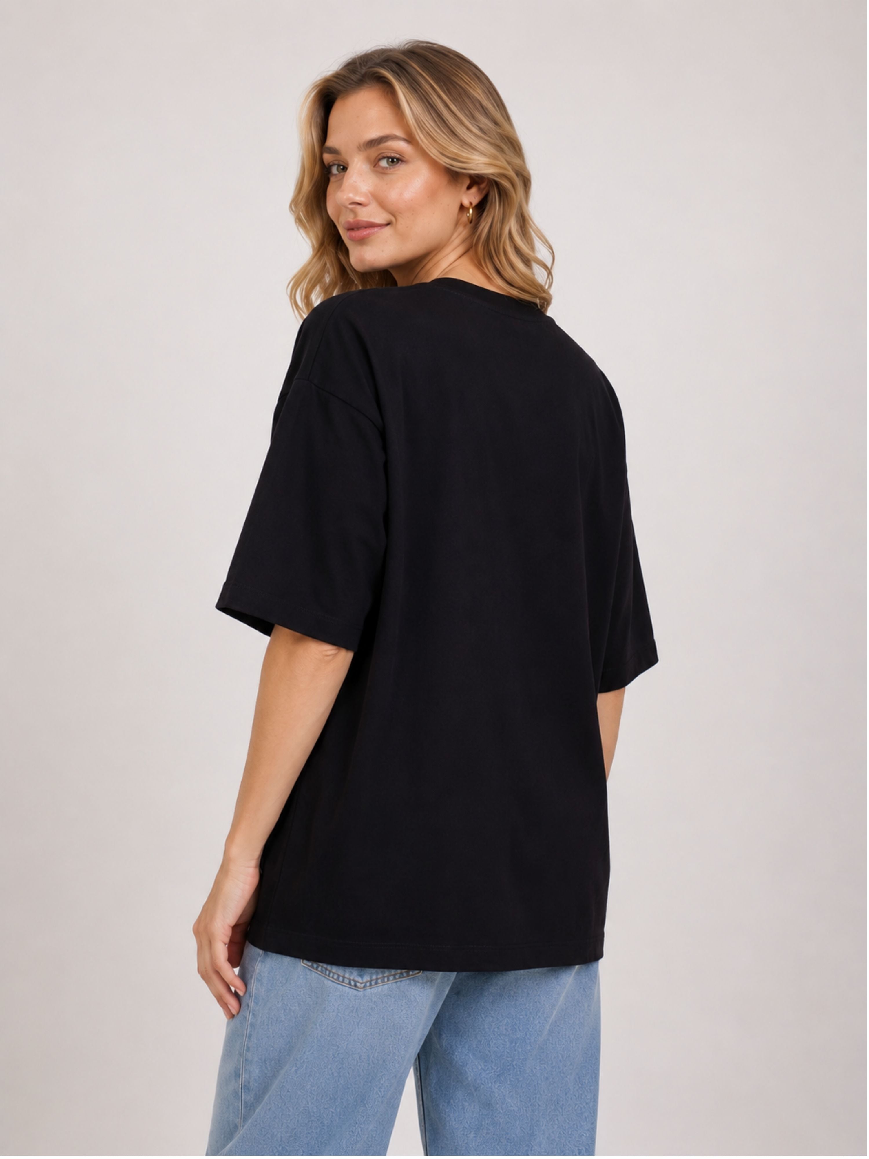 Black oversized fit Gynaecologist Printed Tshirt For Women from Bandar Baant Collections shown on model