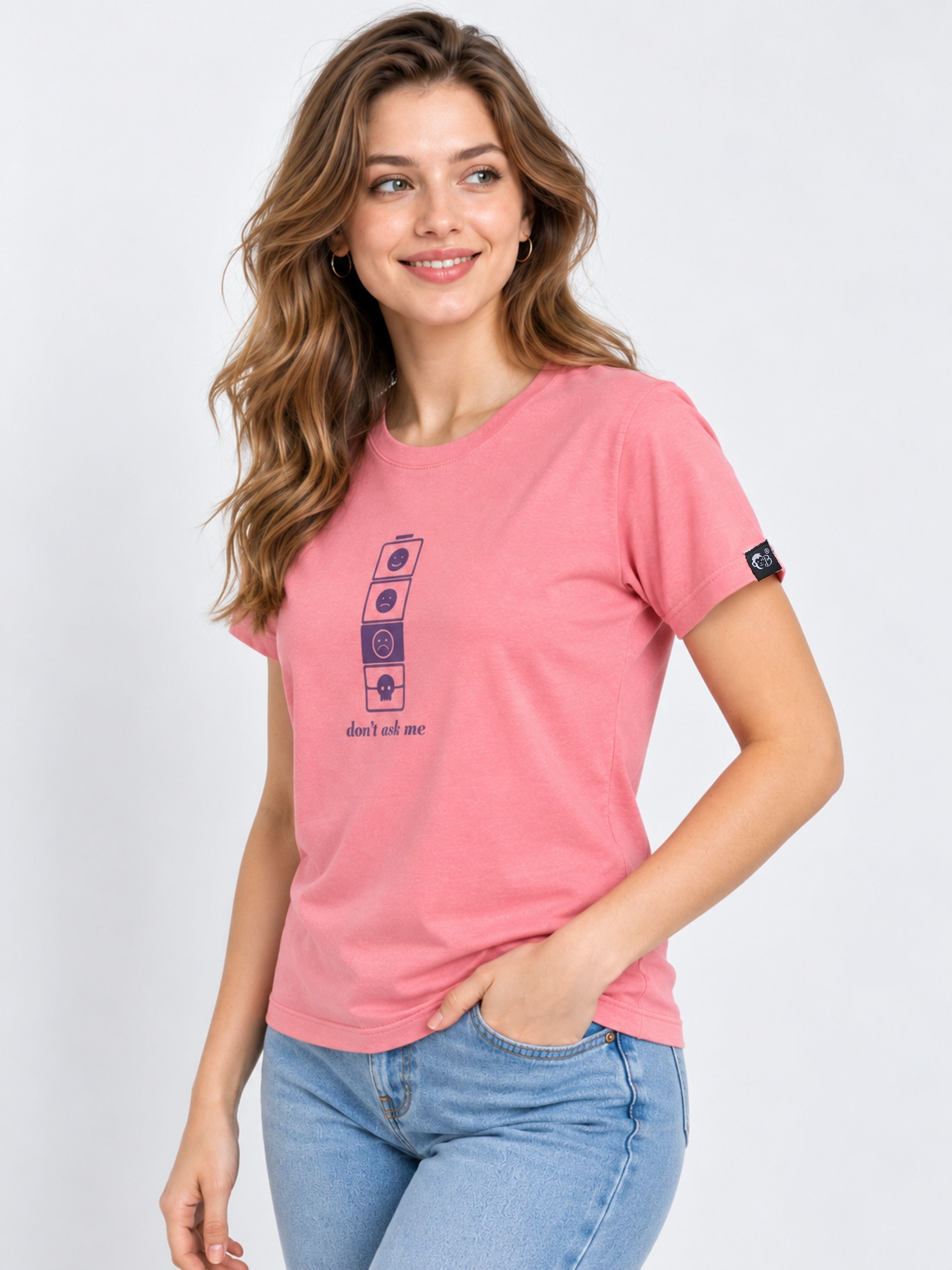 Pink regular fit T-shirt for women with graphic print and short sleeves from Bandar Baant Collections