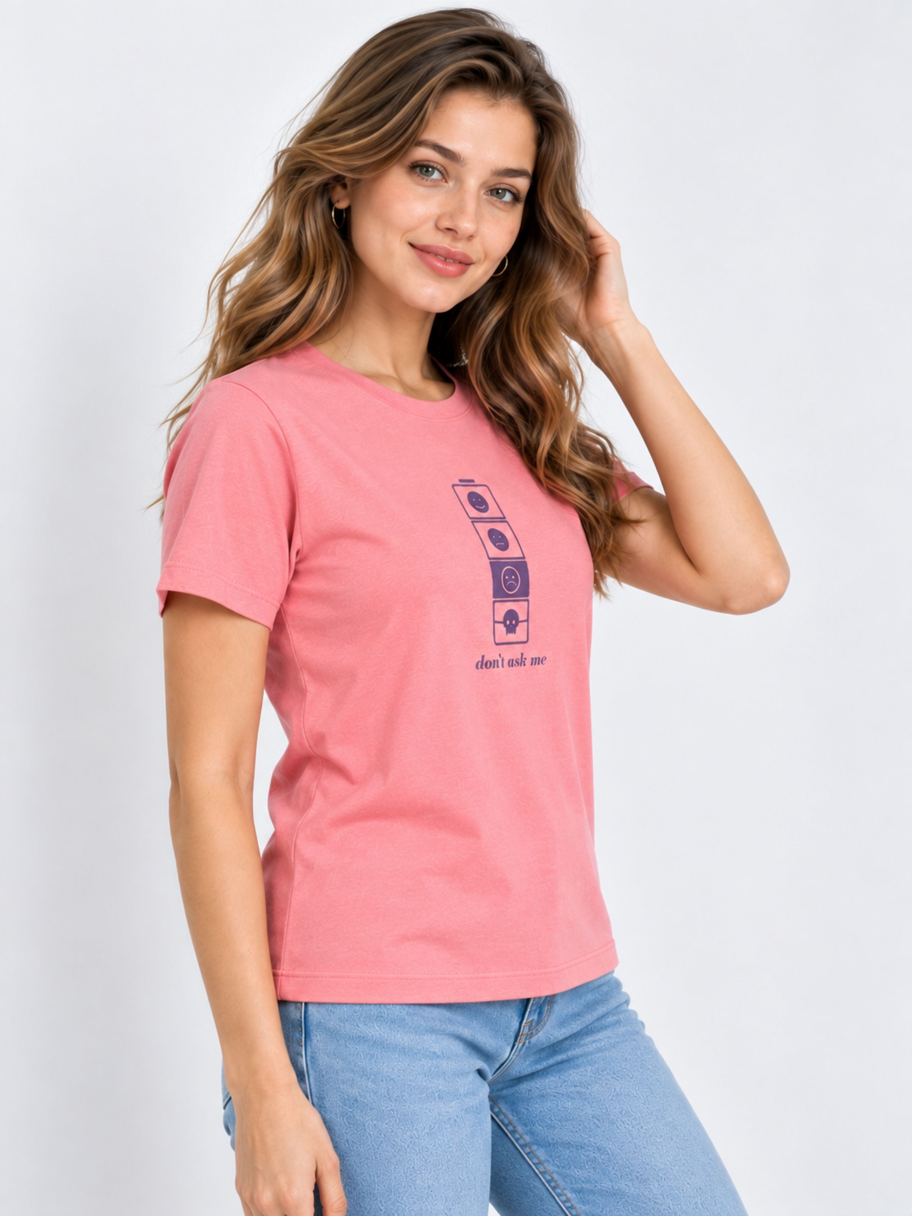 Bandar Baant Collections pink Regular Fit T-shirt For Women with graphic print worn by model