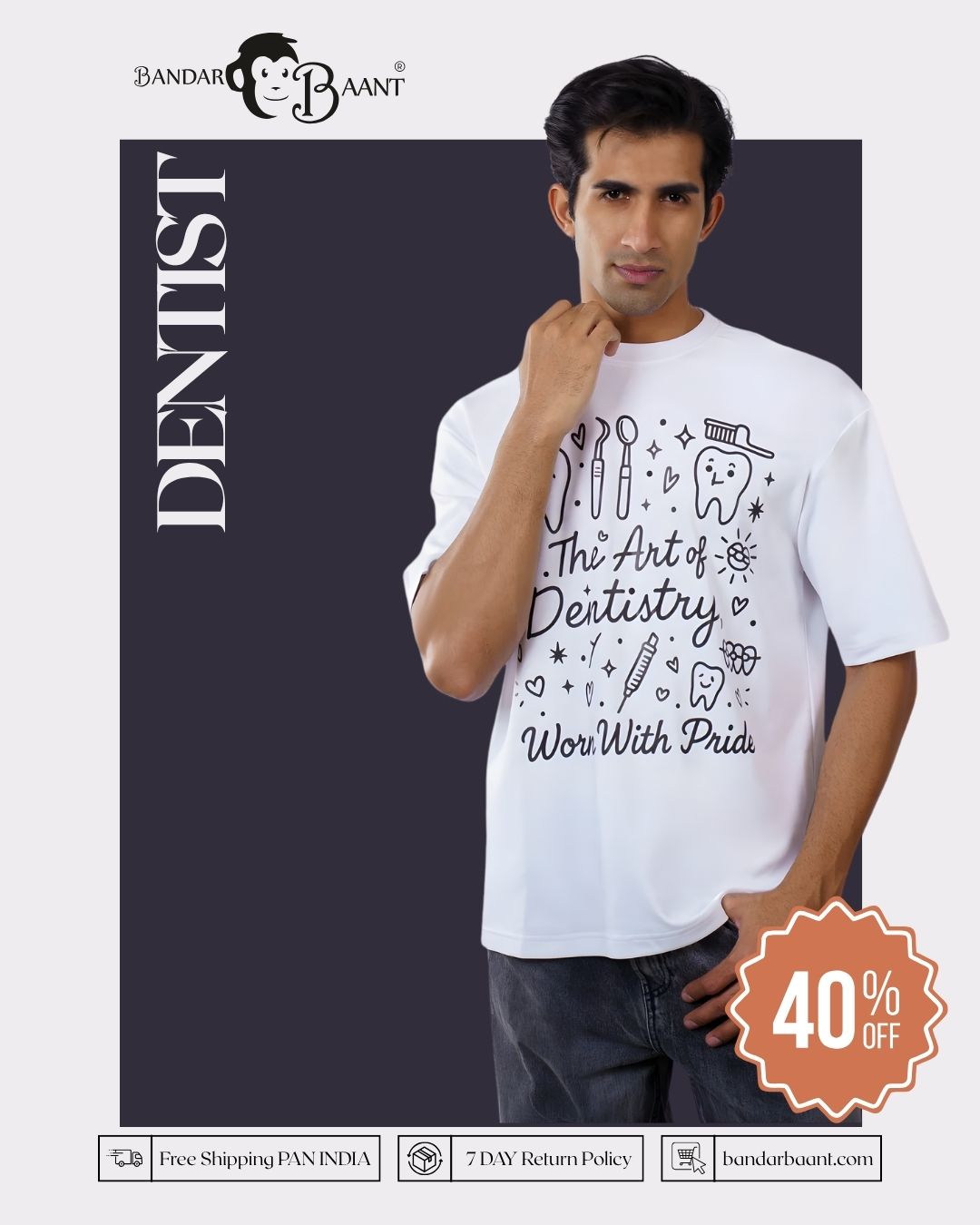 Worn With Pride Dentist Oversized T-shirt For Men 7